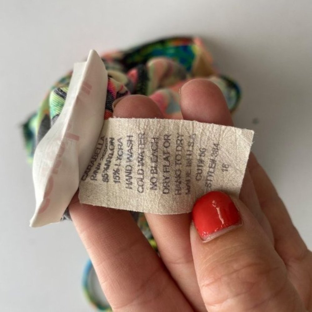 Vintage 90s? Carabella Neon Retro Floral One Piece Swim Suit - Picture 9 of 10